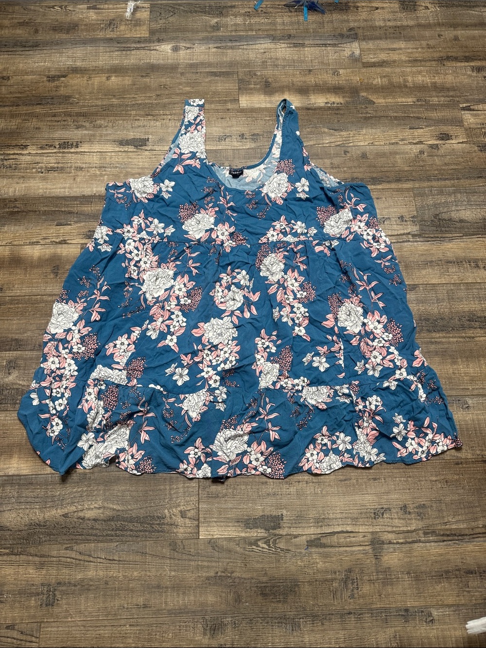 torrid georgette Teal Floral Scoop Neck Tank Women's Size 5 5X